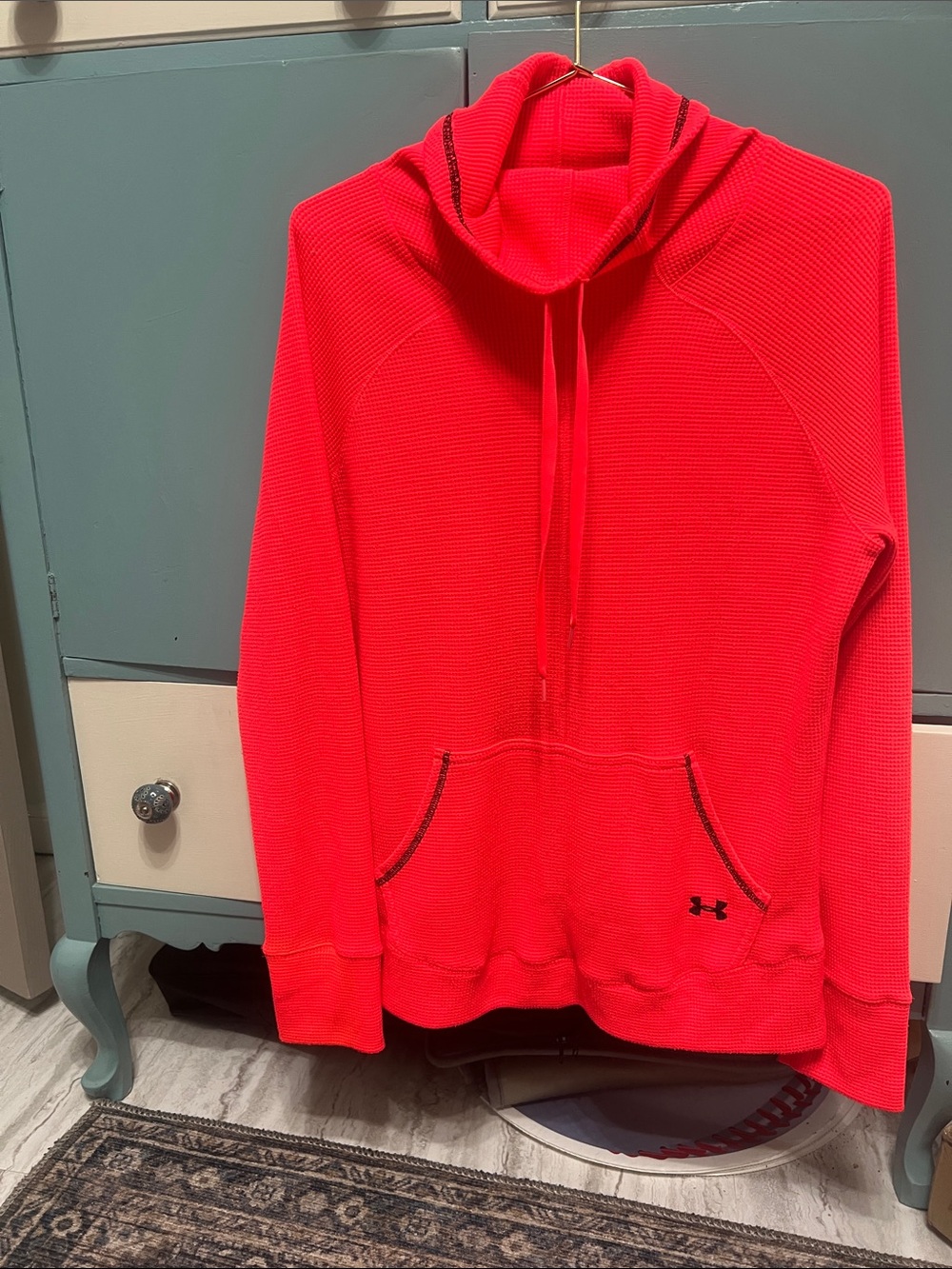 Under Armour Women's Bright Red Cowl-Neck Waffle Hoodie
